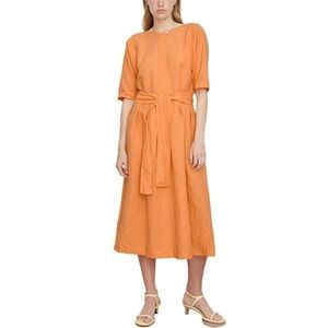 NWT Vince Belted Linen Blend Short Sleeve Midi Dress Size XL